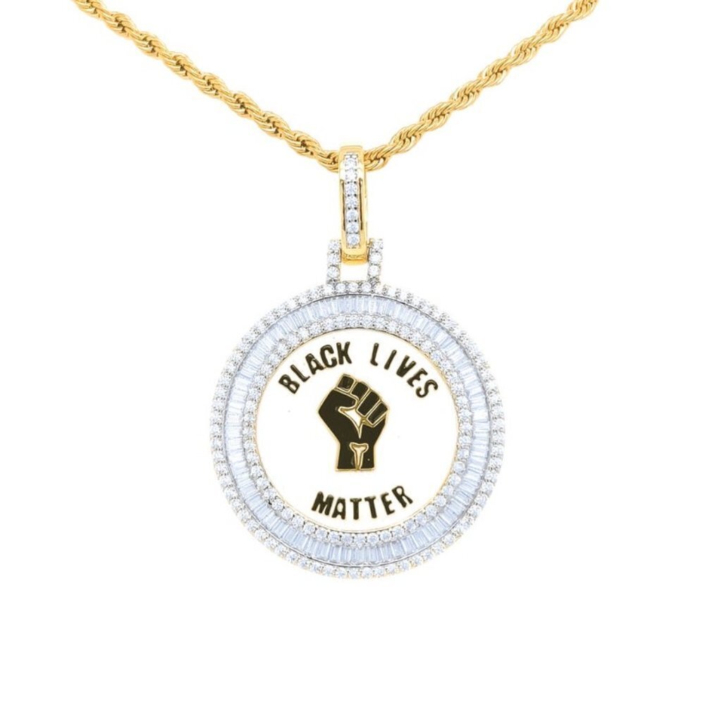 14k Black Life Matters Pendant Hip Hop Jewelry